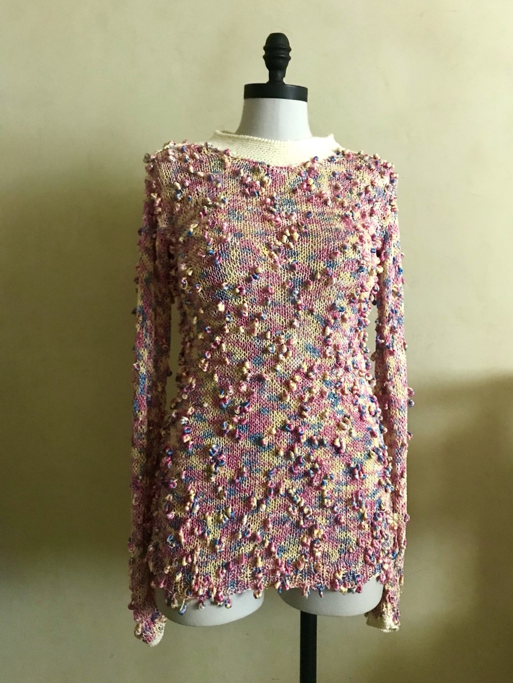 Vintage Multicolor Ribbon Yarn Pullover